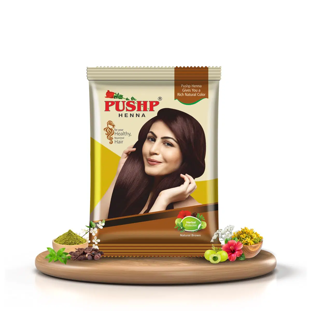 Pushp Herbal Henna 15gm| Herbal Henna Powder | Natural Mehndi | Natural Mehandi Powder for Hair | Henna for Normal Hair | Mehandi Powder | Herbal Powder Nourishes hair | easy to apply|for Men and Women
