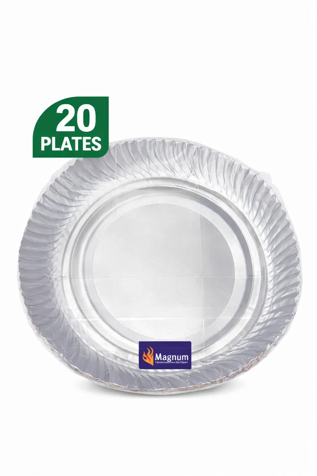 Disposable silver plates premium quality 14 no, Pack of 20 pieces