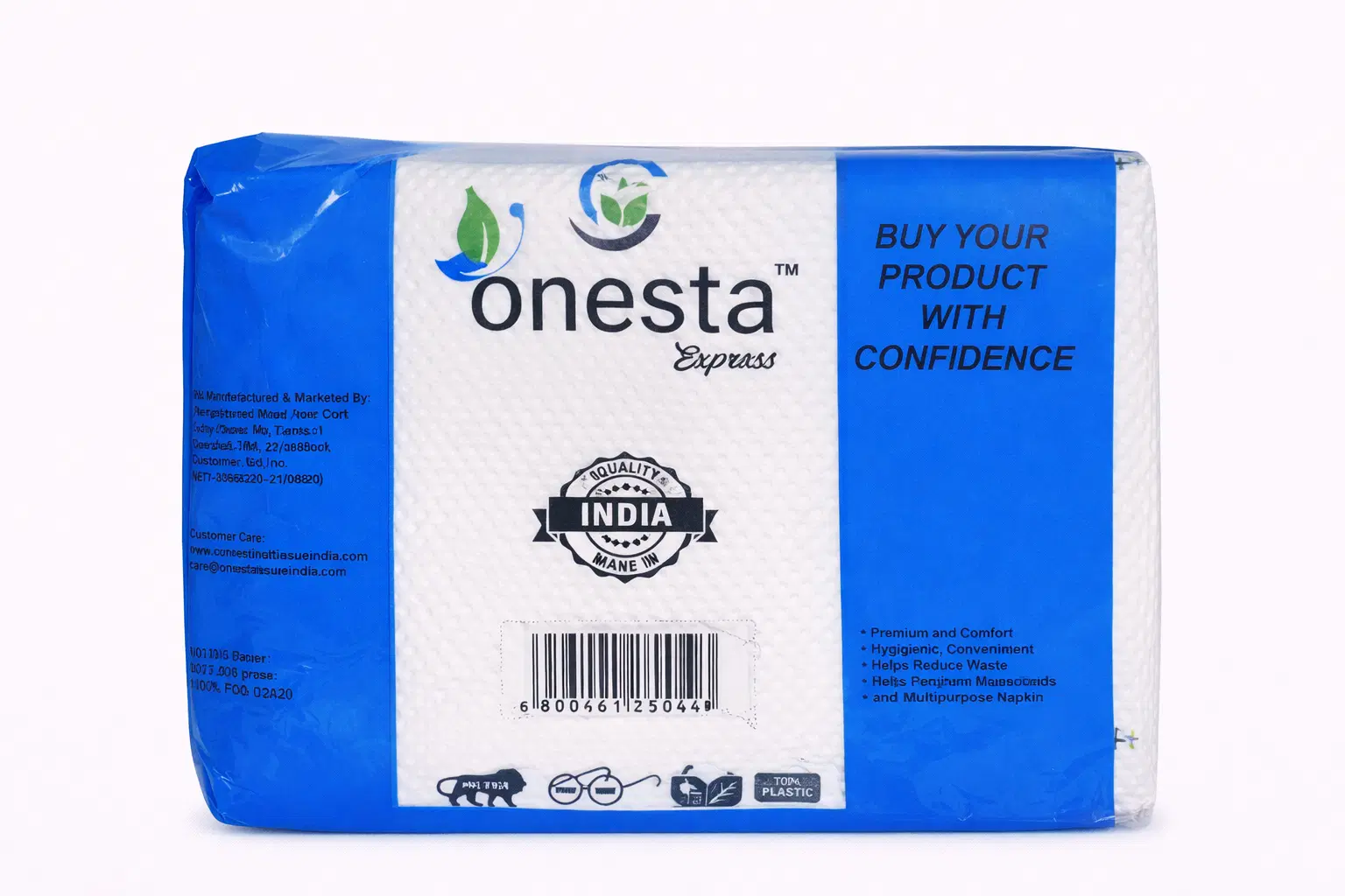 Onesta Express Premium Paper Napkins | Soft & Absorbent Multipurpose Tissue Pack | Pack of 80