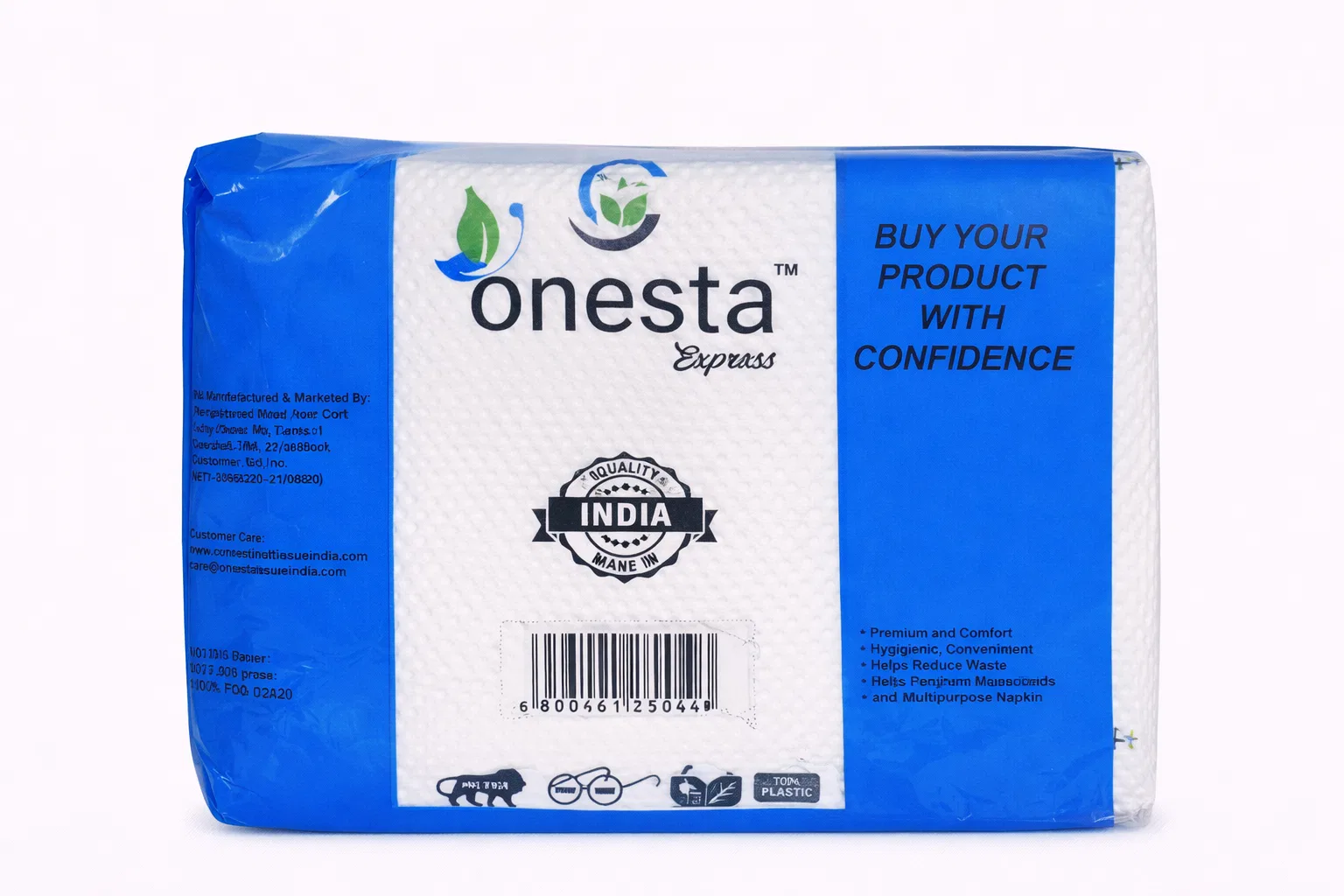Onesta Express Premium Paper Napkins | Soft & Absorbent Multipurpose Tissue Pack | Pack of 80