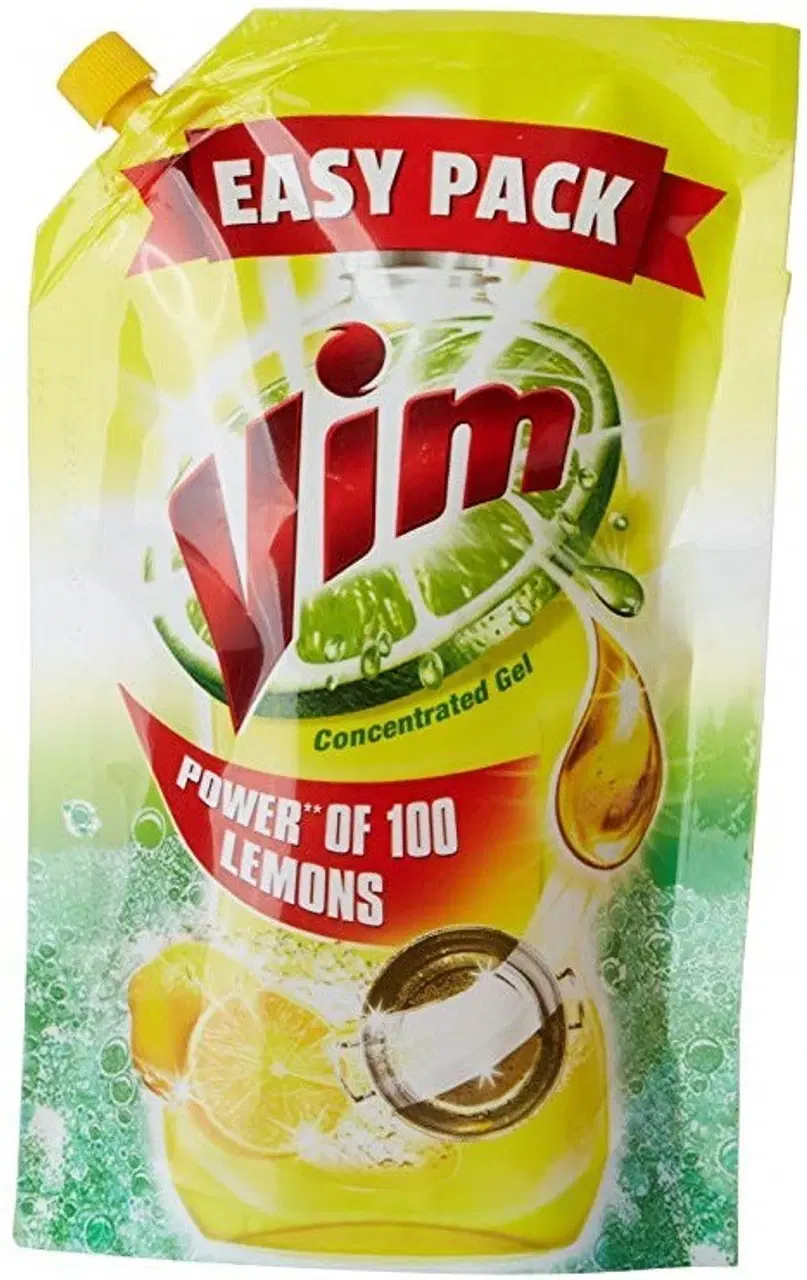 Vim Dishwash Liquid Gel Lemon, With Lemon Fragrance, Leaves No Residue, Grease Cleaner For All Utensils