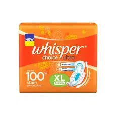 Whisper Choice Ultra Sanitary Pads - XL with Wings, 6 pads