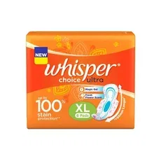 Whisper Choice Ultra Sanitary Pads - XL with Wings, 6 pads