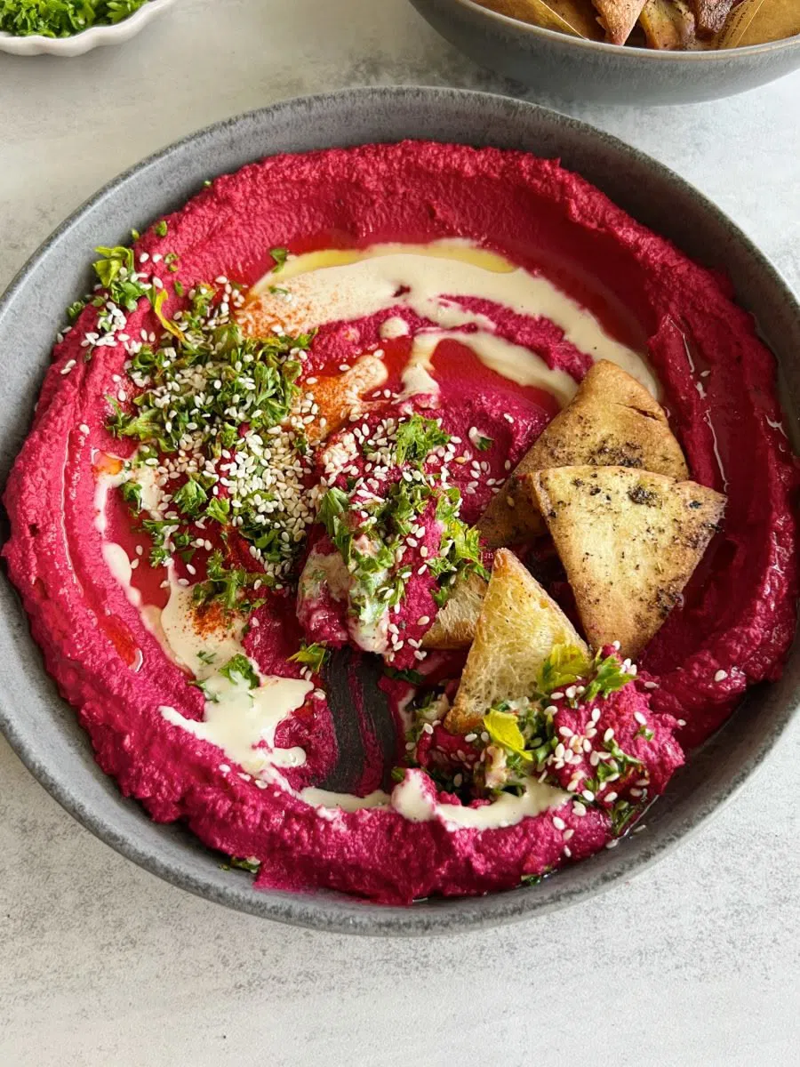 MKR Beetroot Hummus with Crispy Pita