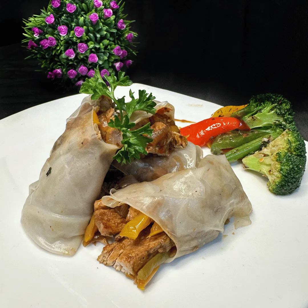 Vietnamese BBQ Chicken Rice Paper Roll Rasoi Style