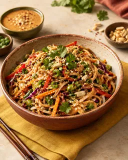 Spicy Atta Noodles Salad with Peanut Butter Sauce (Whole Wheat) – image 1