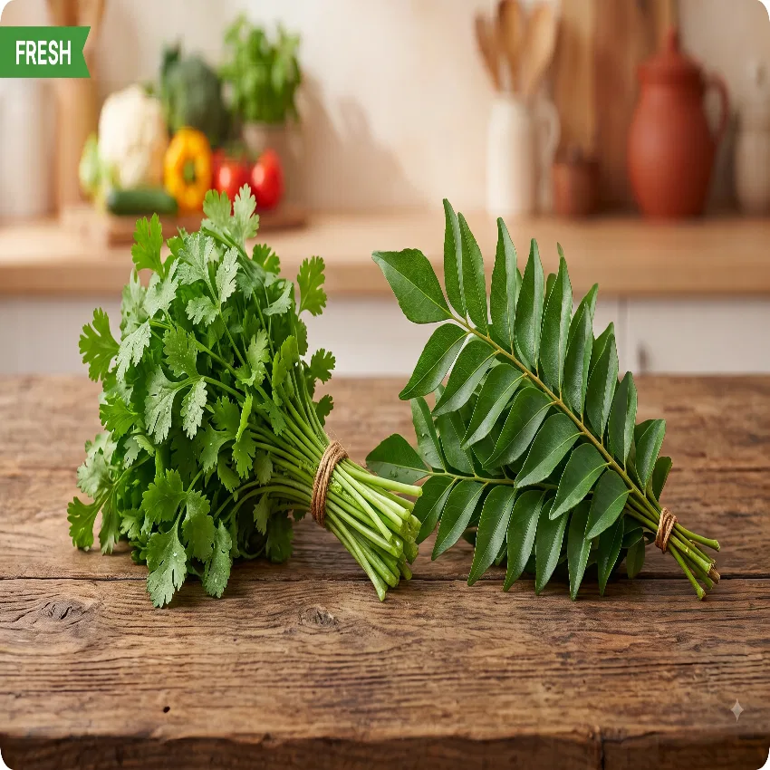 1 Bunch Fresh Coriander + 1 Bunch Curry Leaves