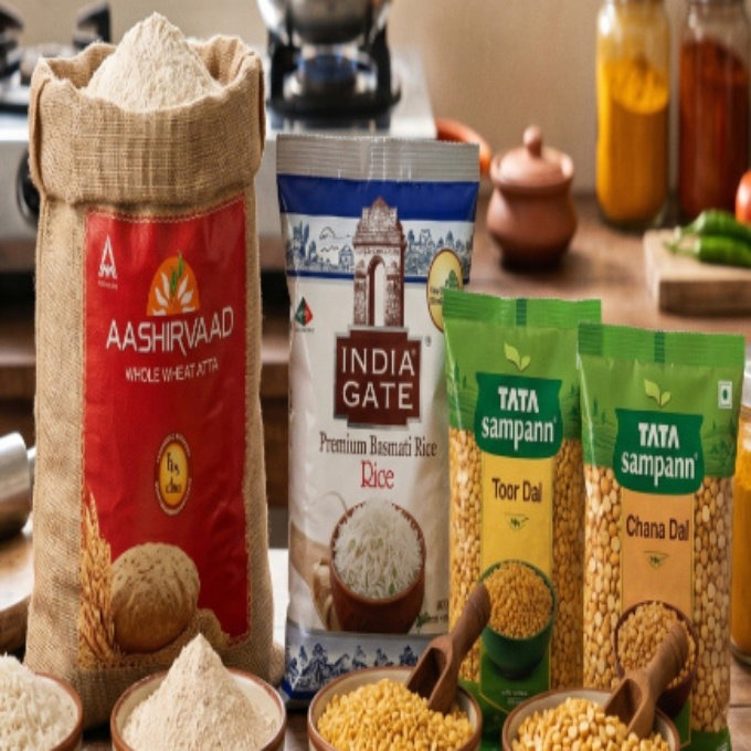 Rice , Atta , Dal