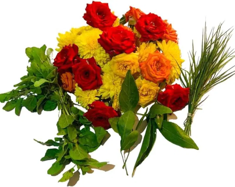 Assorted Pooja Flowers+Greens