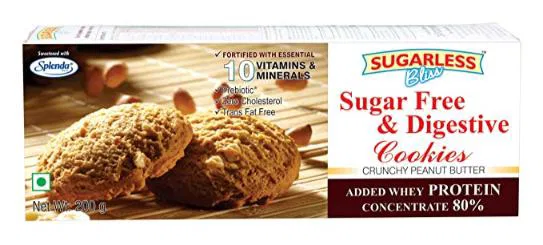 Bliss Sugarless Sugar Free & Digestive Cookies, Crunchy Peanut Butter