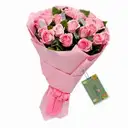 Bunch of 15 Pink Roses – image 1