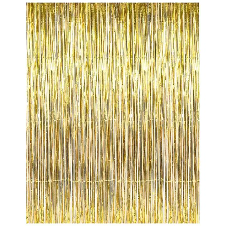 Cherishx Golden Tinsel Glosssy Foil Fringe Curtain