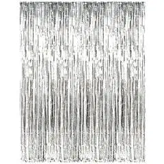 Cherishx Silver Tinsel Glossy Foil Fringe Curtain