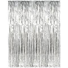 Cherishx Silver Tinsel Glossy Foil Fringe Curtain