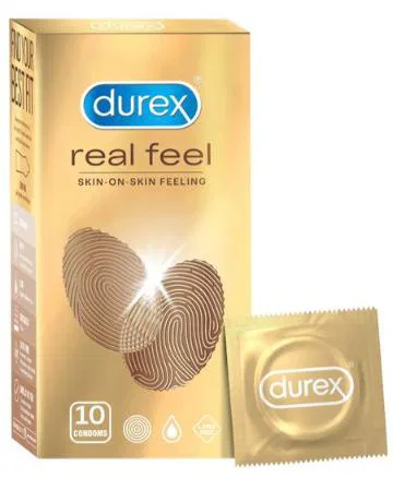 Durex Real Feel Condoms For Men - For Real Skin On Skin Feeling Latex Free