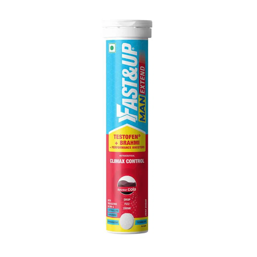 Fast&Up Man Extend -Delays Climax & Boosts Stamina-Arginine,Testofen,Shatavari,Citrulline- Fizzy Peach-20 Days Servings