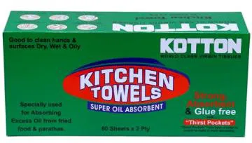 Kotton Box Kitchen Towel 2 Ply - 100% Virgin Pulp/Paper, 60 pulls single, 20 cm*20 cm