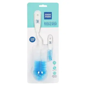Mee Mee Bottle & Nipple Cleaning Brush (with 360-degree Rotary Handle White)