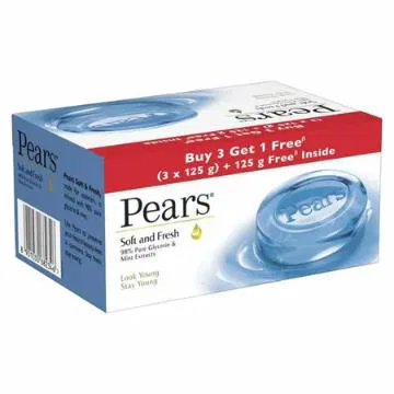 Pears Soft & Fresh Bathing Bar With 98% Pure Glycerine & Mint Extracts - For Fresh Glow