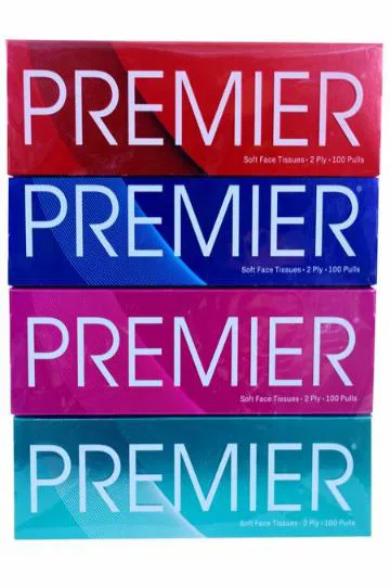 Premier Soft Face Tissue Paper Box 100 Pulls (2 Ply) 4 in 1 Pack