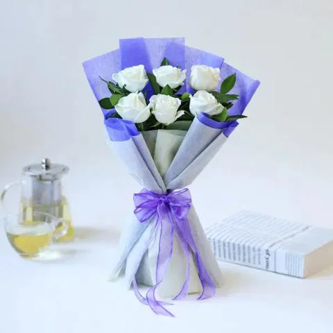 Serene White Roses Bouquet