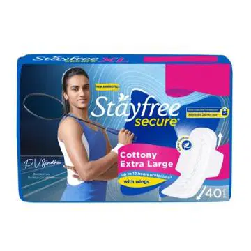 Stayfree Secure Cottony Soft Cover Sanitary Pads with Wings (Extra Large)