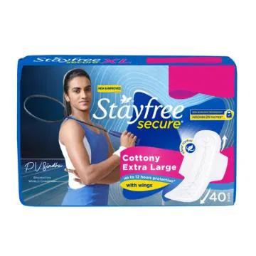 Stayfree Secure Cottony Soft Cover Sanitary Pads with Wings (Extra Large)