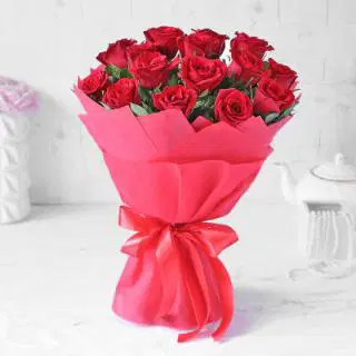 Valentine 15 Red Roses Bouquet