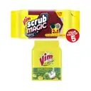 Vim Magic Scrub(5pc) & Vim Extra Anti Smell With Pudina Dishwash Bar(1kg) Combo – image 1