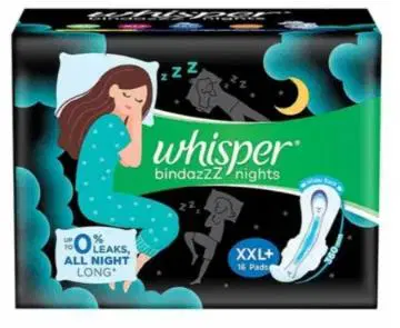 Whisper Ultra Bindazzz Nights Sanitary Pads With Wings - XXL Plus