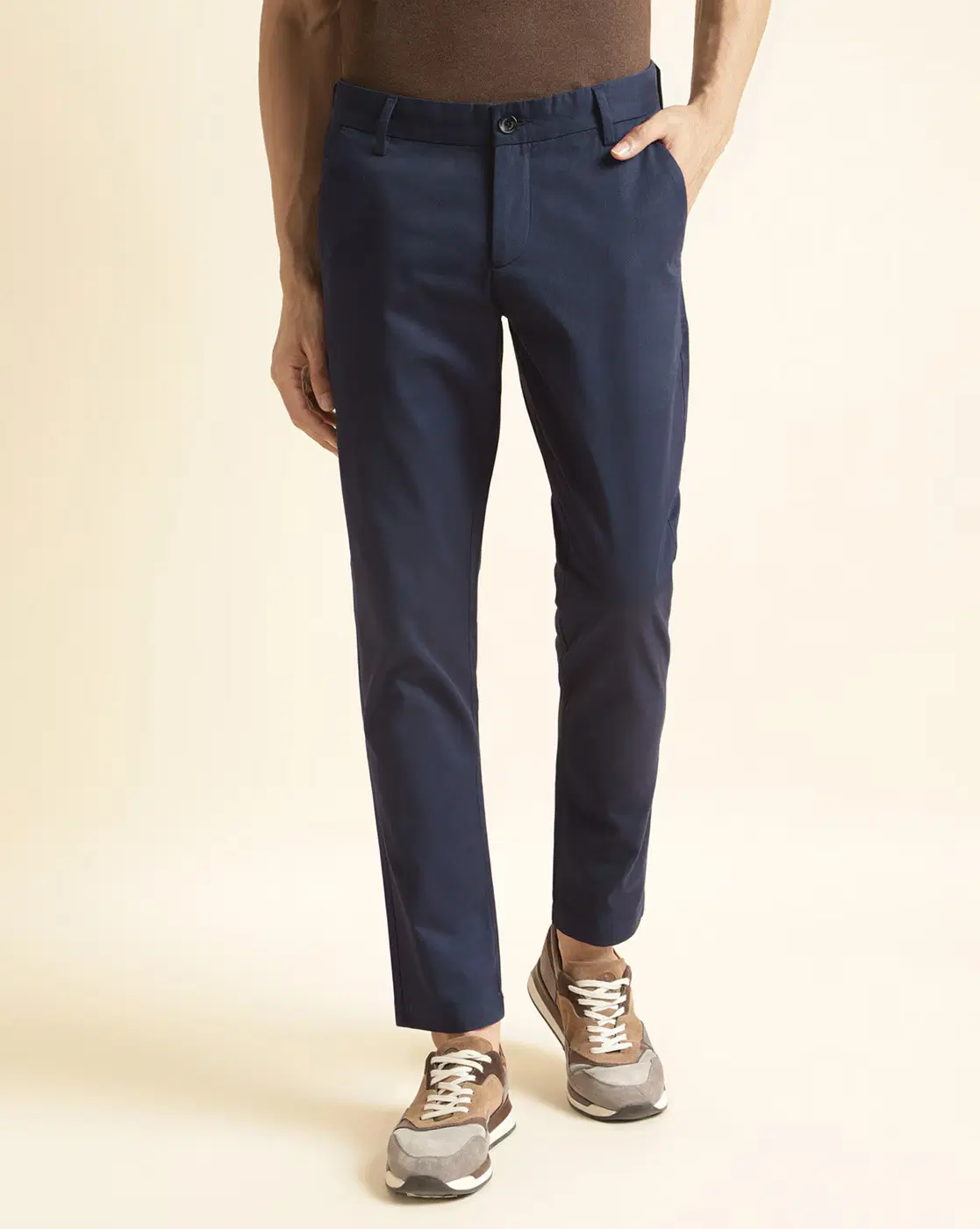 Andamen Men Flat Front Slim Fit Chinos with Slant Pockets