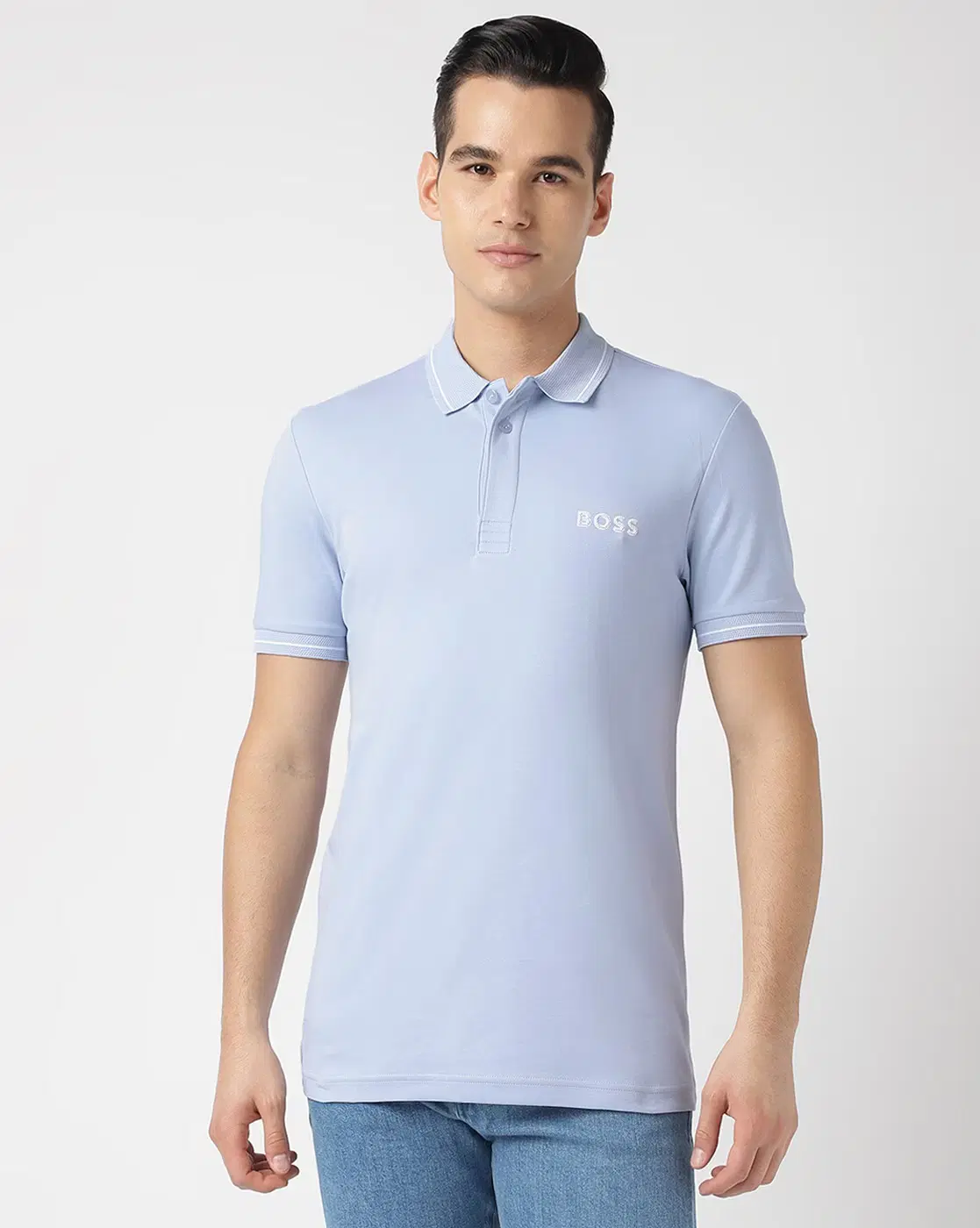 Boss Interlock Cotton Mesh Logo Slim Fit Polo T-Shirt