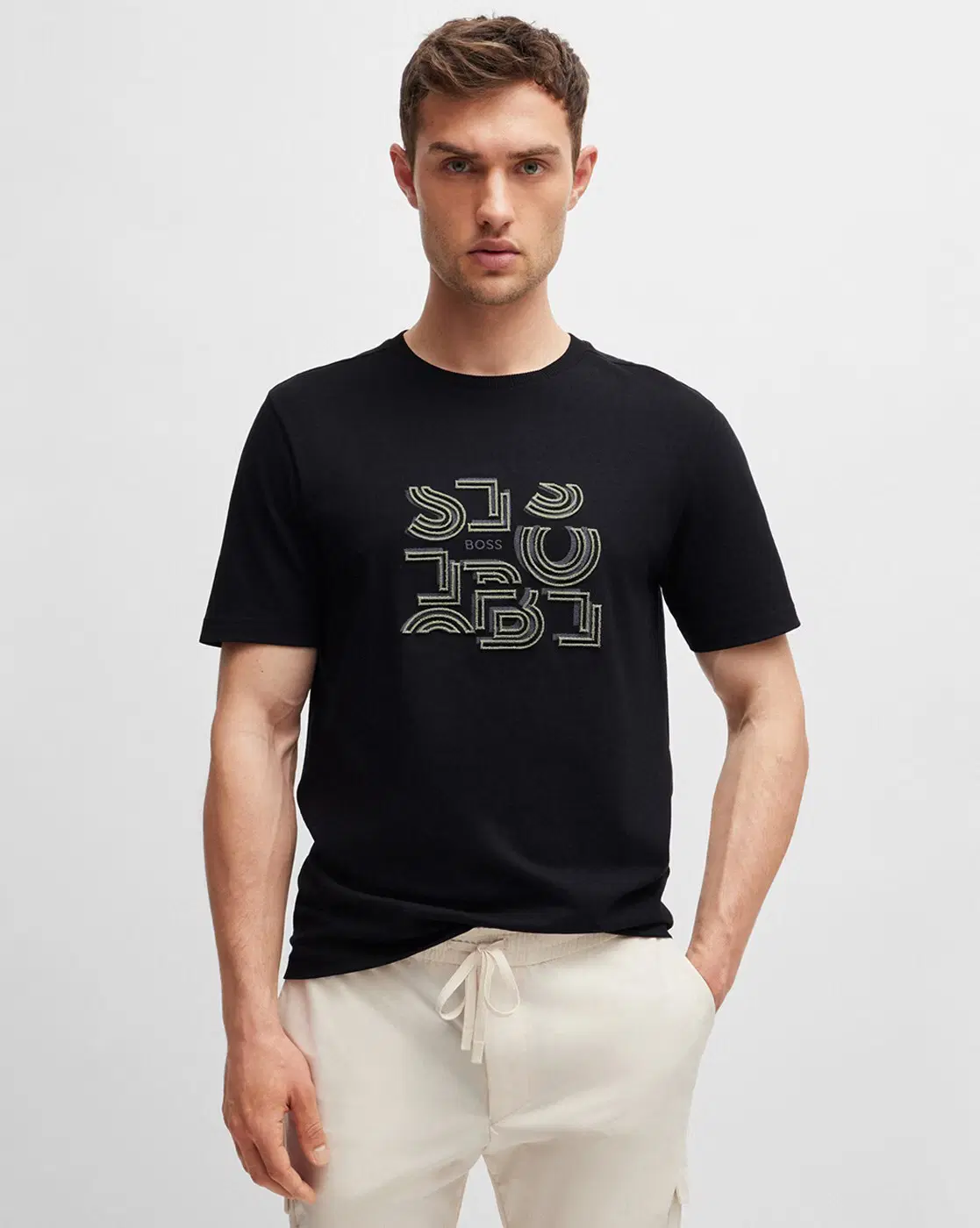 Boss Typographic Artwork Cotton-Jersey Regular-Fit T-Shirt