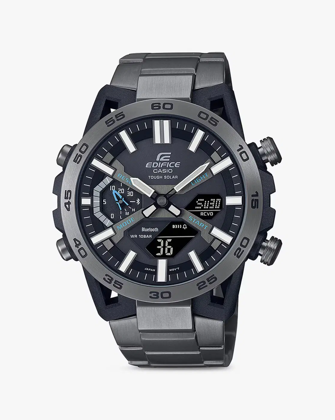Casio Men ED565 EDifice ECB-2000DC-1ADF Black Ana-Digi Dial Gray Ip Stainless Steel Band Watch