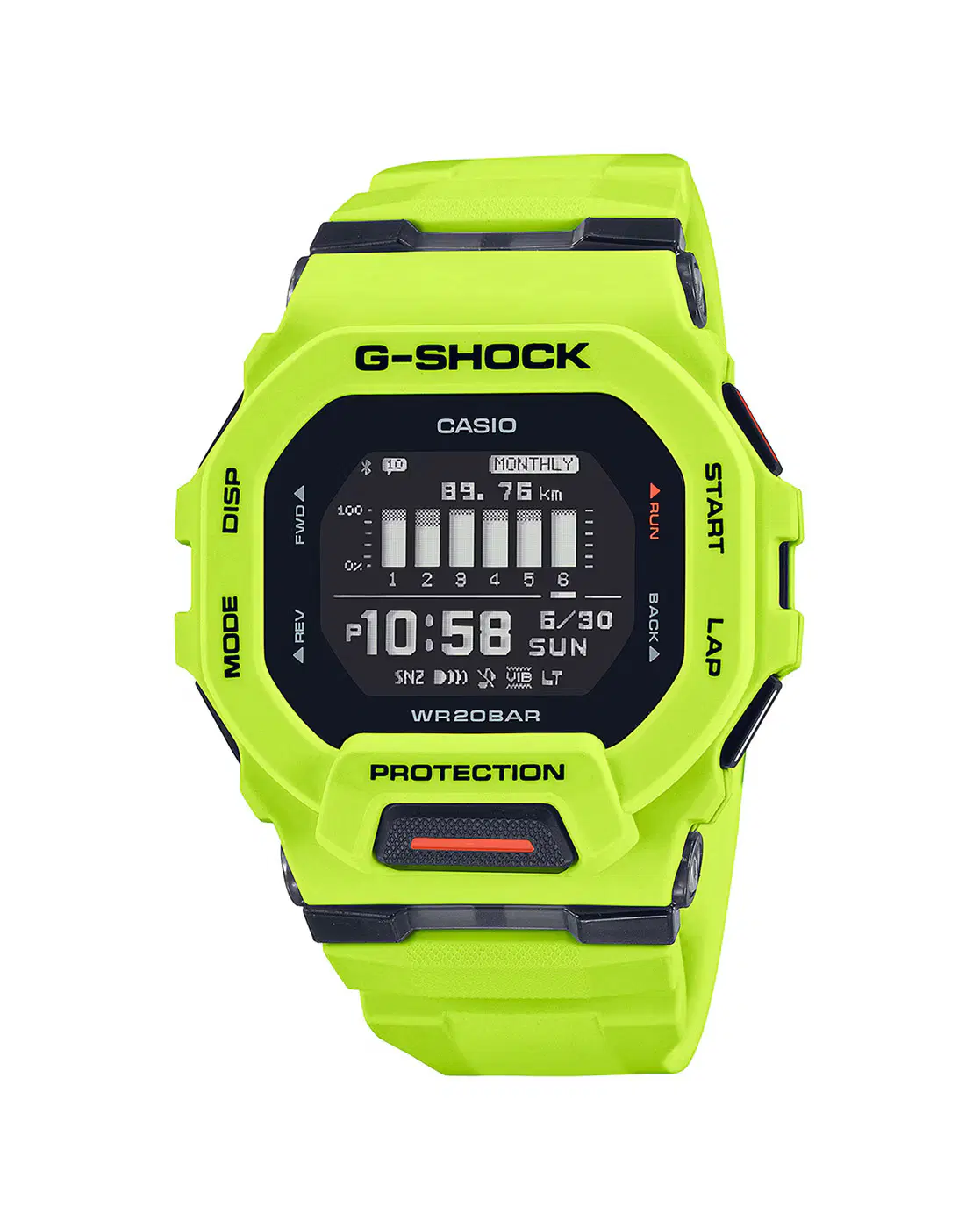 Casio Men G1148 G-Shock GBD-200-9DR Digital Dial Lime Green Resin Strap Watch