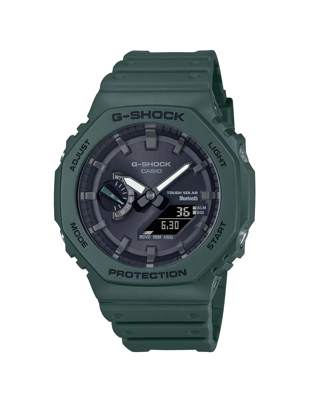 Casio Men G1244 G-Shock GA-B2100-3ADR Green Analog-Digital Dial Green Resin Strap Watch