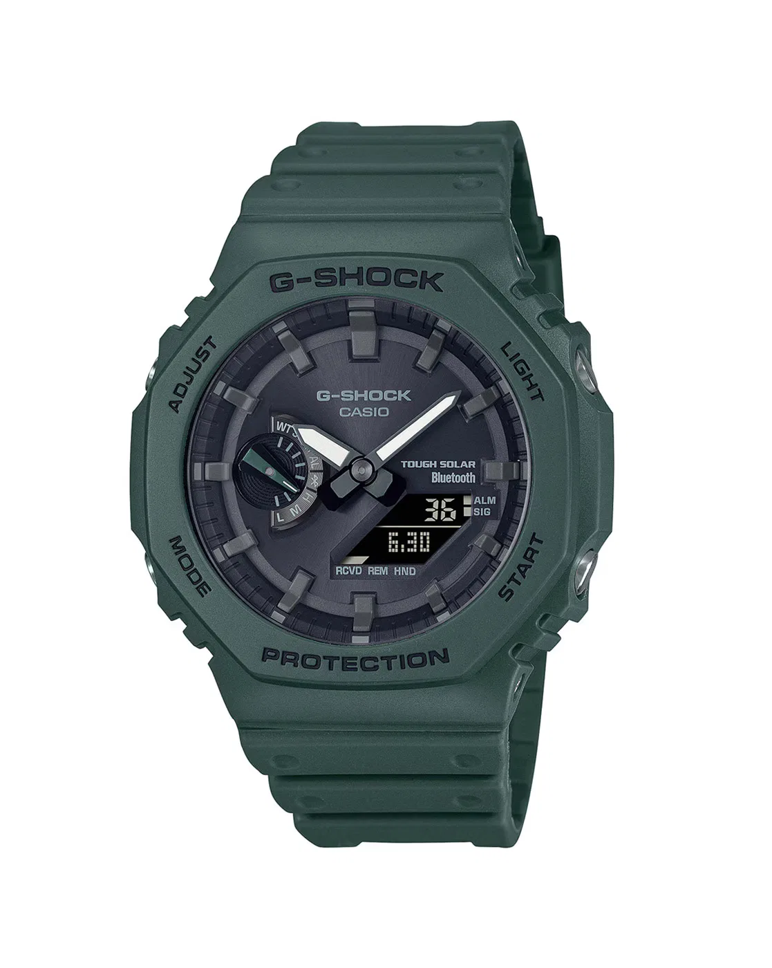 Casio Men G1244 G-Shock GA-B2100-3ADR Green Analog-Digital Dial Green Resin Strap Watch
