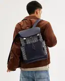 Coach League Flap Backpack In Signature Jacquard – image 2