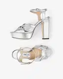 Jimmy Choo Heloise 120 Mettalic Nappa Leather Platform Sandals – image 4
