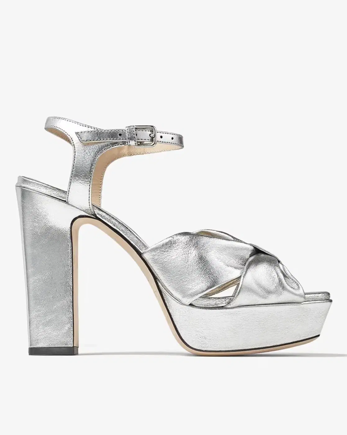 Jimmy Choo Heloise 120 Mettalic Nappa Leather Platform Sandals