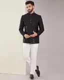 Kasbah Sequinned Embroidered Regular Fit Bandhgala – image 1