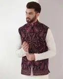 Kasbah Slim Fit Nehru Jacket with Pockets – image 1