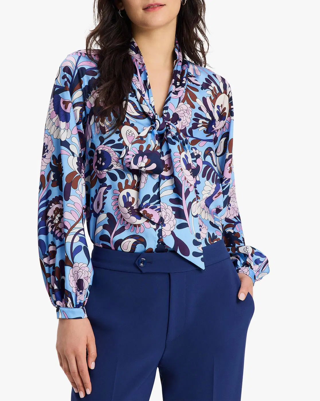 Kate Spade Autumn Paisley Tie-Neck Shirt