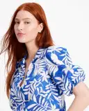 Kate Spade Tropical Foliage Linen Puff-Sleeves Top – image 4