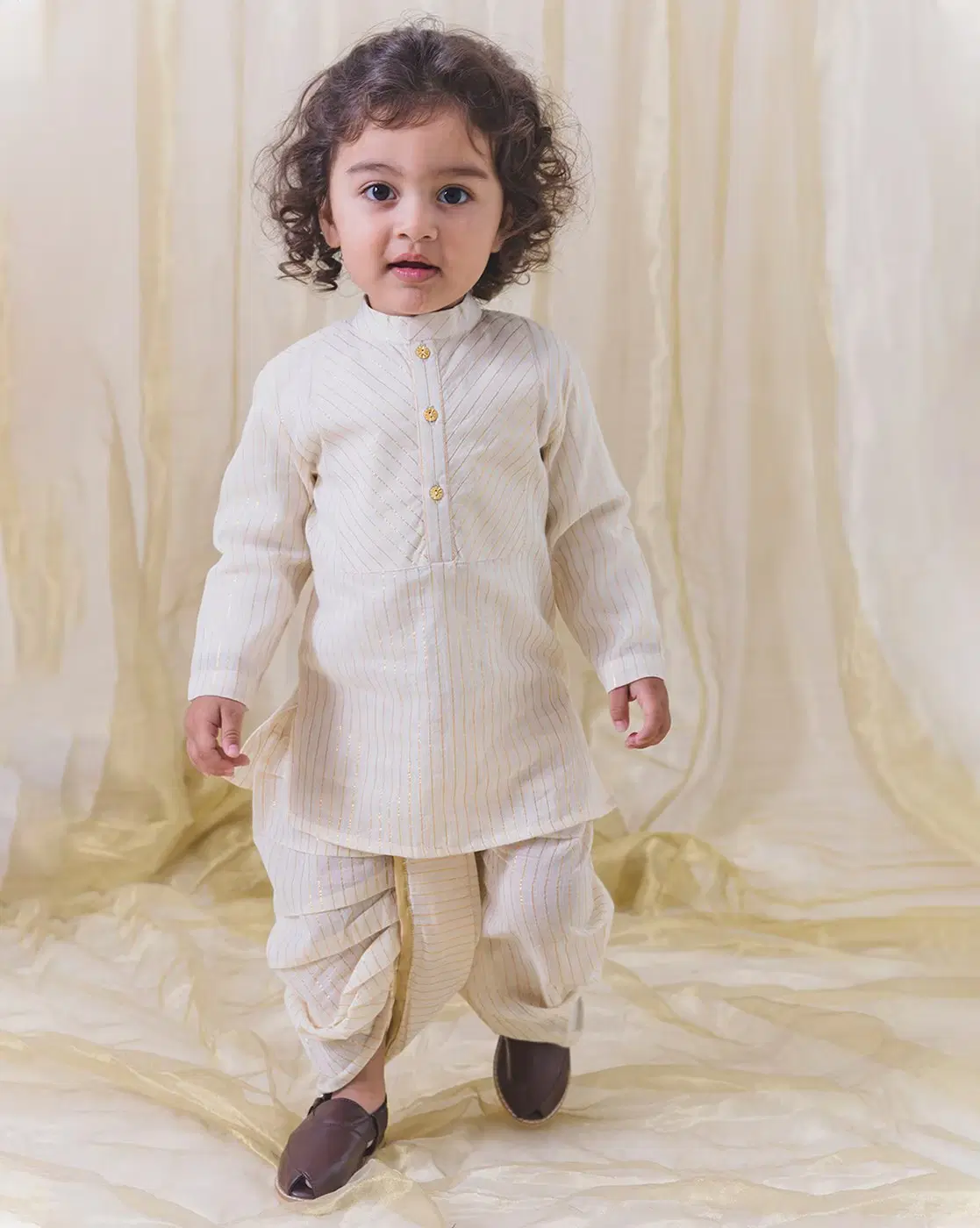 Tiber Taber Boys Striped Kurta Dhoti Set