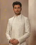 Vanshik Embroidery Sherwani Set with Dupatta – image 1