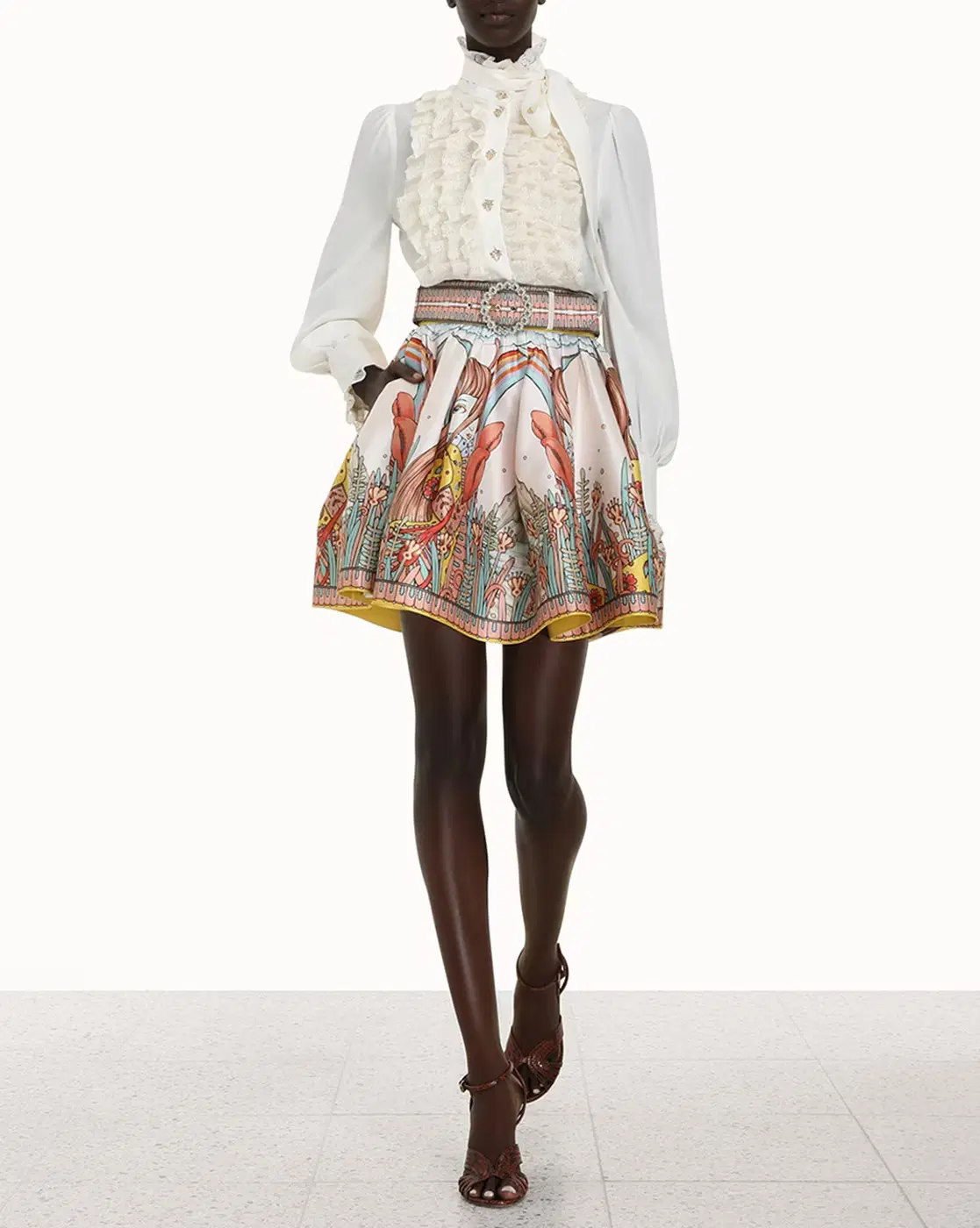 Zimmermann Cosmic Printed Skirt with Belt