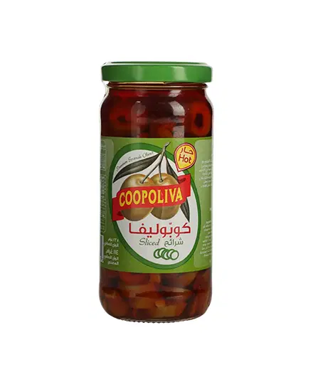 COOPOLIVA SLICED GREEN OLIVES CHILLI