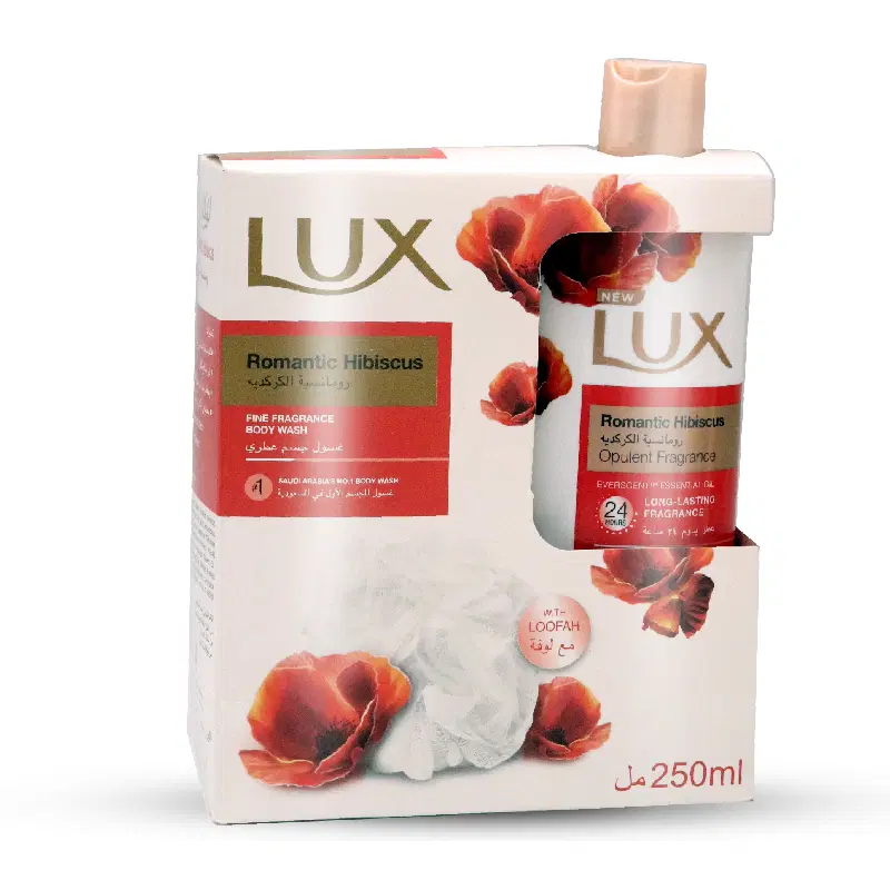 LUX BODY WASH HIBISCUS WITH LOOFAH