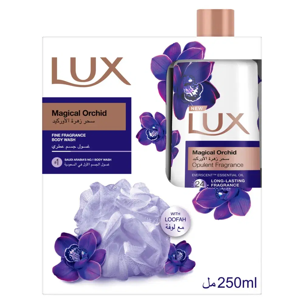 LUX BODY WASH MAGICAL ORCHID WITH LOOFAH